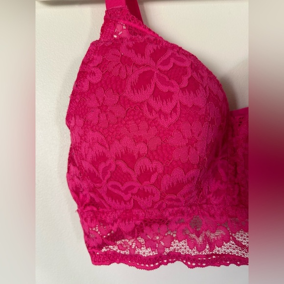 Knix Wireless Lace Bustier Size L Shocking Pink - Picture 2 of 7